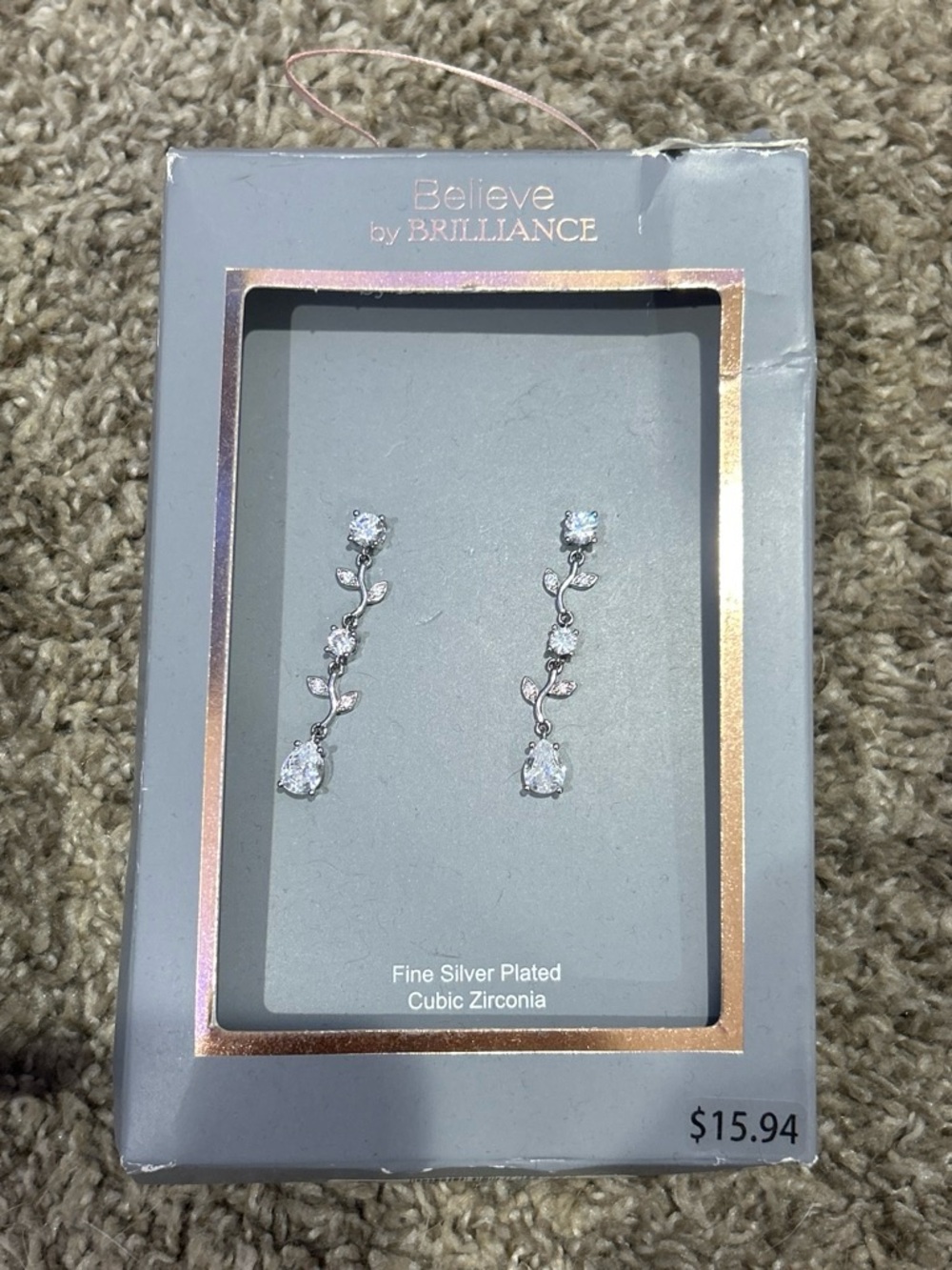 Believe by Brilliance Silver-Plated Cubic Zirconia Drop Earrings - Silver